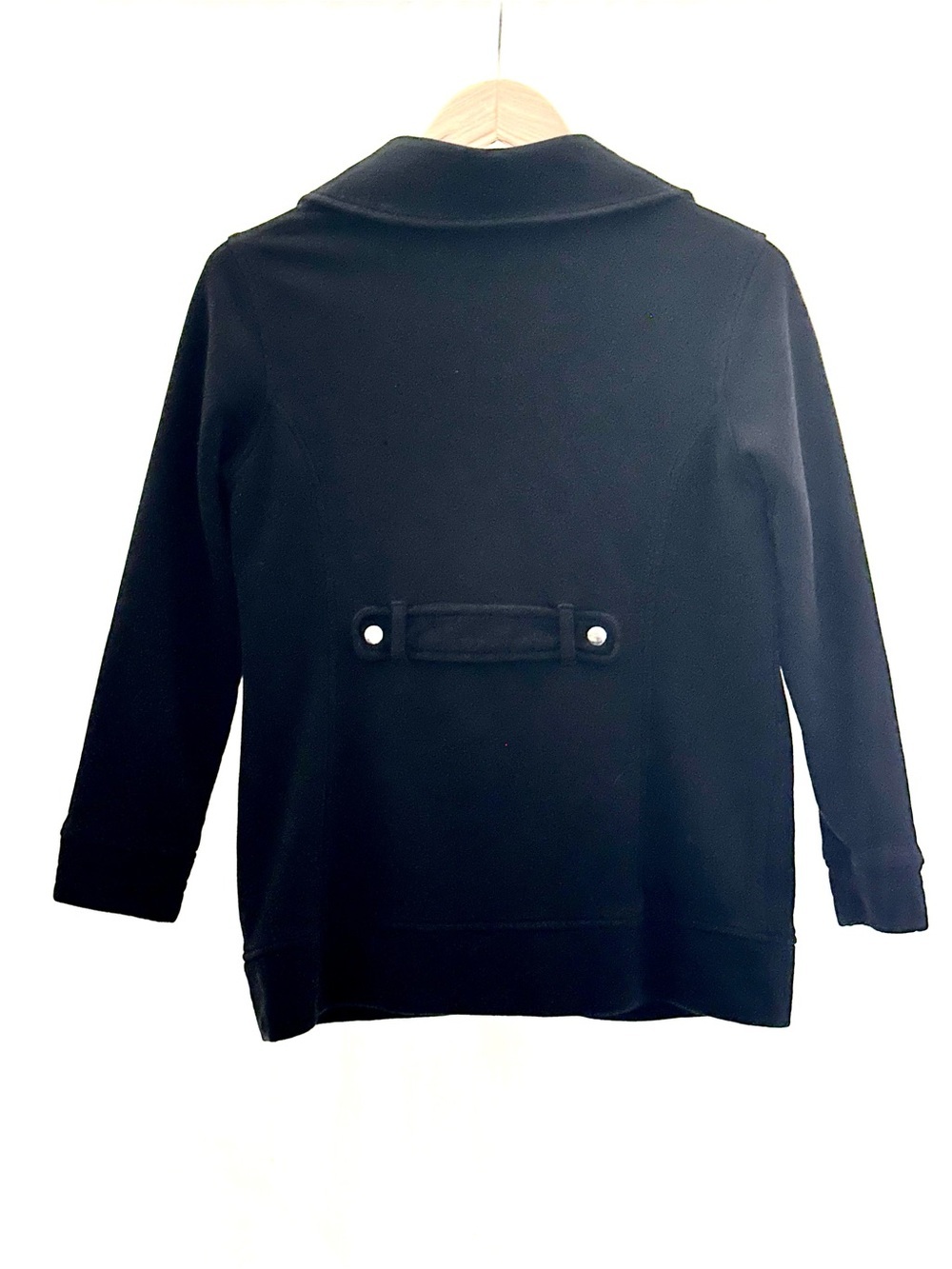 Style & Co. Black Snap-Front Women’s Coat with Zip Pockets Size Medium - Picture 3 of 6